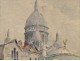 Watercolor Paris Montmartre Sacre Coeur twentieth