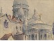 Watercolor Paris Montmartre Sacre Coeur twentieth