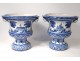 Pair earthenware planters Nevers Montagnon landscapes castles lions nineteenth