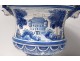 Pair earthenware planters Nevers Montagnon landscapes castles lions nineteenth