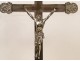 Christ crucifix in bronze, silver decor of the Virgin, nineteenth