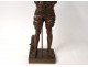 Sculpture bronze Lavergne young fisherman child nineteenth century