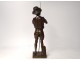 Sculpture bronze Lavergne young fisherman child nineteenth century