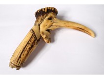 Pommel de cane horn deer carved grotesque character nineteenth century