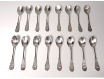 16 spoons with silver sorbet Tiffany &amp; Co Japanese bird 406gr nineteenth