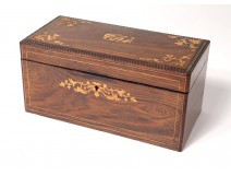 Tea box set Charles X marquetry rosewood maple speckled nineteenth