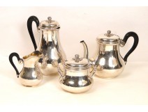 Coffee or tea service in sterling silver, goldsmith Linzeler, nineteenth