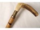 Cane horse dealer maquignon horse bamboo knob carved horn nineteenth