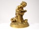 Gilded bronze sculpture Amour cherub book book flowers nineteenth century