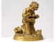 Gilded bronze sculpture Amour cherub book book flowers nineteenth century