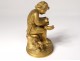 Gilded bronze sculpture Amour cherub book book flowers nineteenth century