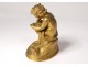 Gilded bronze sculpture Amour cherub book book flowers nineteenth century