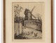 Engraving etching Eugène Béjot Moulin de la Galette Paris chickens twentieth century