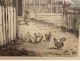 Engraving etching Eugène Béjot Moulin de la Galette Paris chickens twentieth century