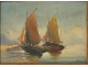 HSC marine painting boats fishing docks port Ber painting twentieth century