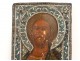 Russian orthodox icon Christ Pantocrator rice silver enamels beads eighteenth