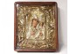 Russian orthodox icon Virgin of Kazan Child Jesus leaves golden metal twentieth