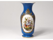 Small porcelain vase Paris bird pheasant gilded flowers Napoleon III nineteenth