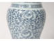 Large Chinese white-blue porcelain vase baluster foliage signed nineteenth