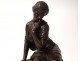 Bronze sculpture Charles Cumberworth bird girl L. Merchant Nineteenth