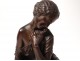 Bronze sculpture Charles Cumberworth bird girl L. Merchant Nineteenth