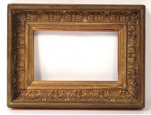 Stucco wood frame gilded leaves acanthus Napoleon III antique nineteenth frame