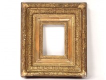 Small frame Barbizon wood stuccoed gilt leaves acanthus antique frame nineteenth