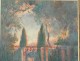 Watercolor landscape park sunset bastide Juan les Pins Rogolini twentieth