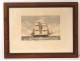 Engraving boat ship Sloop of War brig English coast Knell Fielding 1840