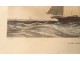 Engraving boat ship Sloop of War brig English coast Knell Fielding 1840