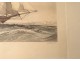 Engraving boat ship Sloop of War brig English coast Knell Fielding 1840