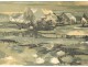 Lithograph Jean-Claude Bourgeois landscape Jura Doubs Franche-Comté twentieth