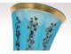 Opaline octagonal vase blue gilding flowers foliage Napoleon III nineteenth