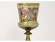 Large glass stem enamelled chalice Moser thistles Art Nouveau 24,5 cm Nineteenth