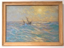 Pastel painting Arsène Chabanian seascape boat sailboat two-master twentieth