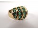 Solid gold ring 18 carat emeralds gold ring jewel 15,42gr twentieth century