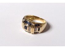 18 karat gold ring with brilliant diamonds sapphires 10,54gr gold twentieth