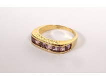 Ring solid gold 18 carats Balmain Paris amethysts gold ring 4,12gr twentieth