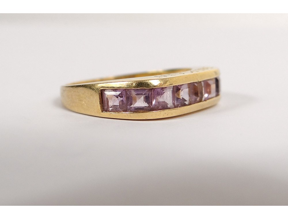 Ring solid gold 18 carats Balmain Paris amethysts gold ring 4,12gr ...