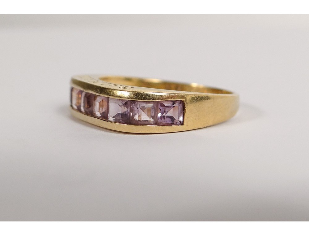 Ring solid gold 18 carats Balmain Paris amethysts gold ring 4,12gr ...