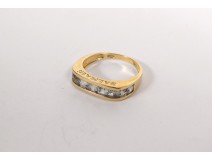 Solid gold ring 18ct Balmain Paris aquamarines gold ring 3.65gr XXth