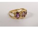 Ring solid gold 18 carat head eagle amethysts gold ring 3,55gr twentieth