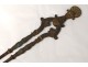 Clamp tongs fireplace fire embers bronze wrought iron shells nineteenth twentieth