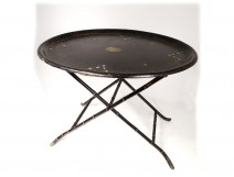 Small side table oval wood tray blackened pearl Napoleon III nineteenth