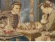 Watercolor Gallelli indoor scene chess players barzoï dog paintings twentieth