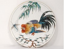 Old Bordeaux Earthenware Plate Big Birds Millet Dragonfly Cock