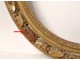 Large oval frame carved wood gilded foliage Regency antique eighteenth frame