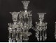 Pair candelabra candlesticks 4 lights crystal pendants Baccarat Medallion XXth