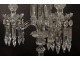 Pair candelabra candlesticks 4 lights crystal pendants Baccarat Medallion XXth