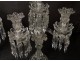 Pair candelabra candlesticks 4 lights crystal pendants Baccarat Medallion XXth